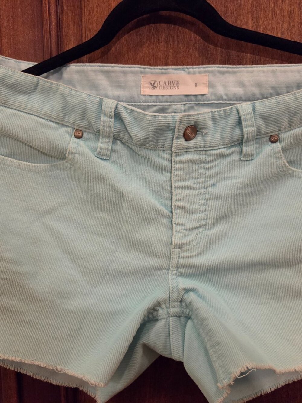 Carve Designs corduroy shorts, baby blue, size 8